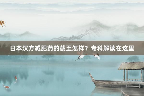 日本汉方减肥药的截至怎样？专科解读在这里